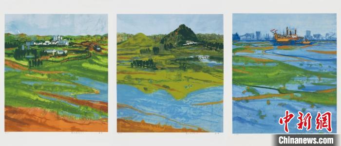 康蕾 黃河新時(shí)代系列一、二、三版畫。中國(guó)國(guó)家畫院供圖